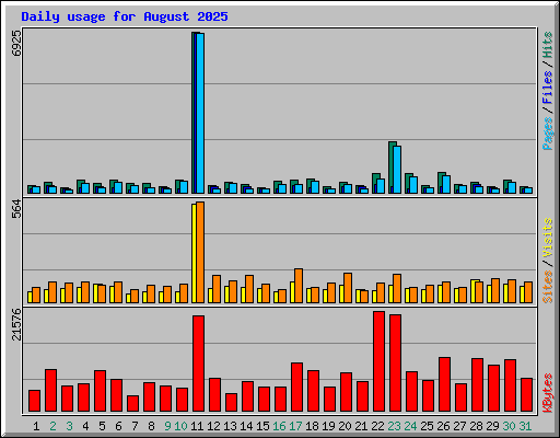 Daily usage for August 2025
